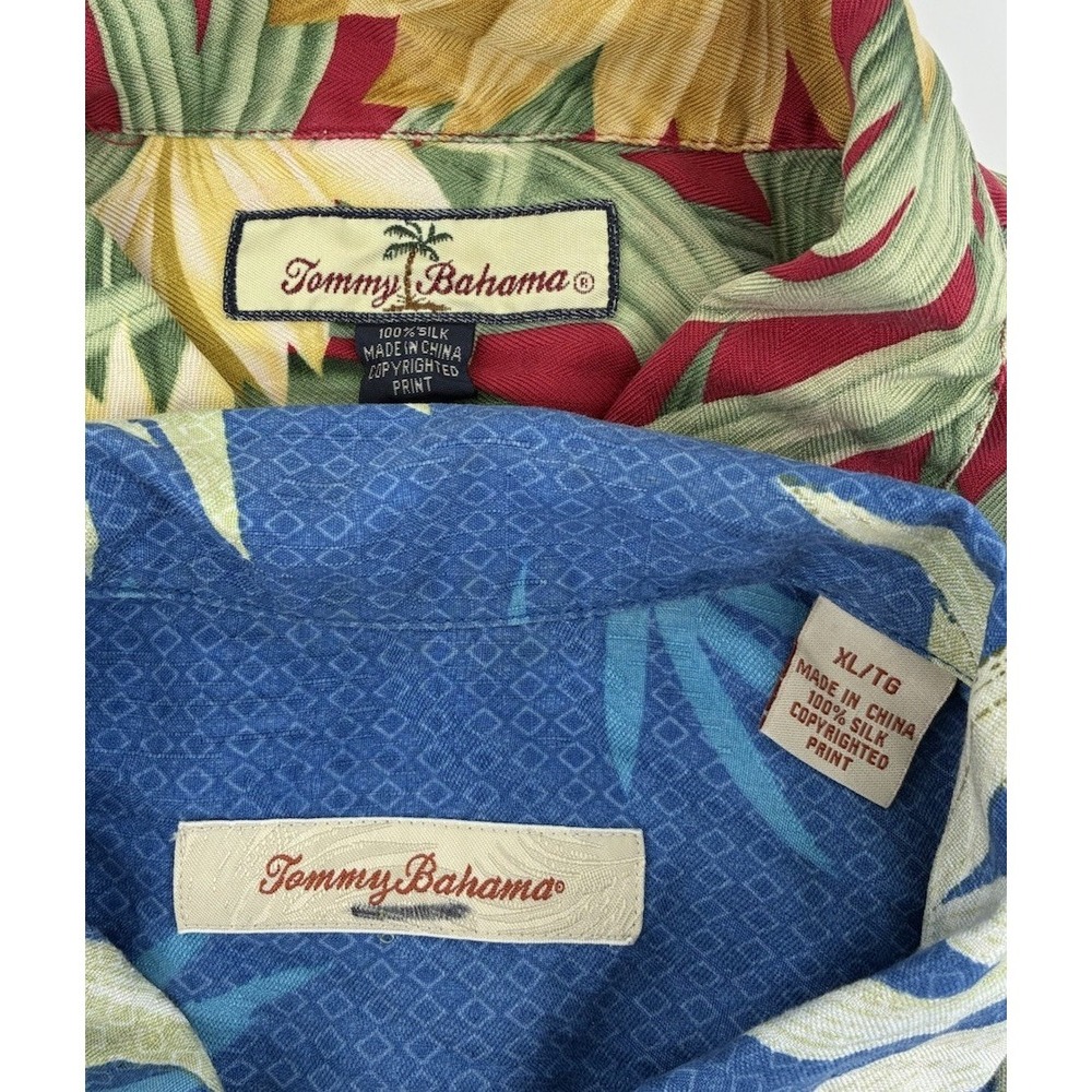 Lot Of 2 VNTG Tommy Bahama Shirt XL 100% Silk Floral All Over Print Hawaiian - Picture 6 of 10